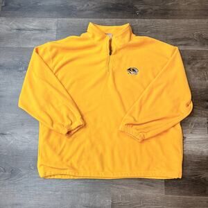 VTG Red Oak Missouri MIZZOU 1/4 Zip Sweatshirt Fleece Jacket Size XXL *FLAW*